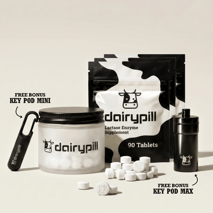 DairyPill 270 count Starter Kit - includes DairyPill pouch, Key Pod Max, Key Pod Mini, Glass Jar, Pills