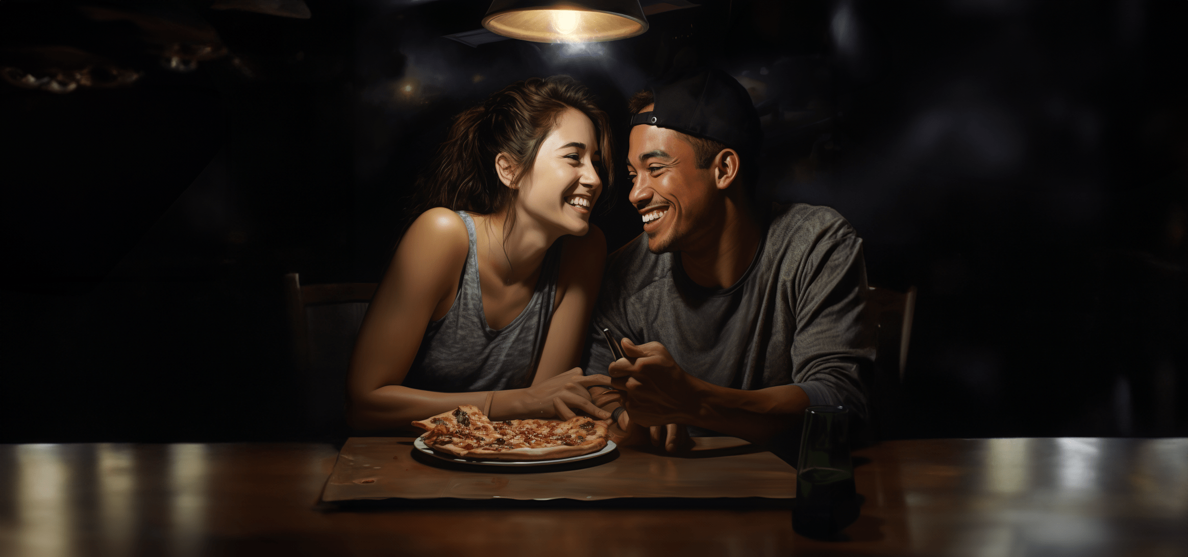 Couple on a pizza date after taking DairyPill