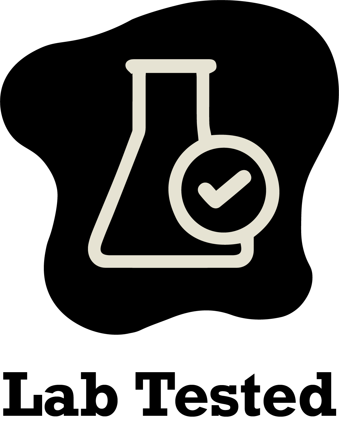 Beaker with checkmark lab tested icon