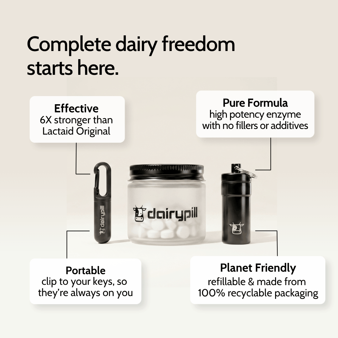 Complete Dairy Freedom Starts here: Key Pod Mini, Glass Jar, Key Pod Max. Effective, Pure Formula, Portable, Planet Friendly