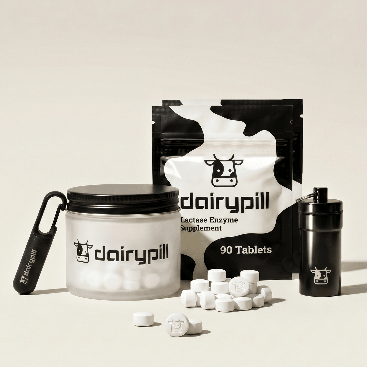 DairyPill Starter Kit Glass Jar Key Pod Mini Key Pod Max 180 count