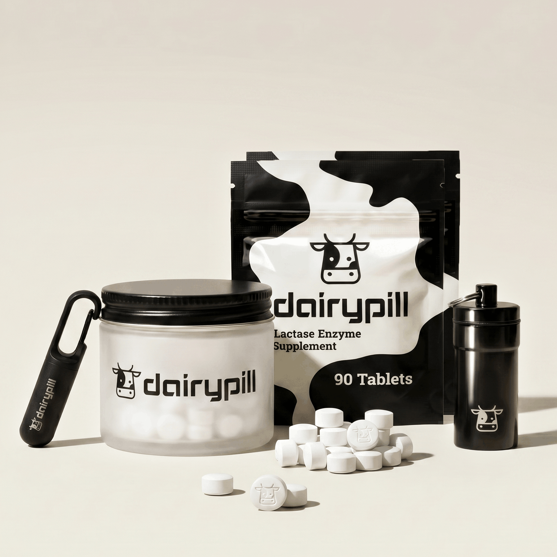 DairyPill Starter Kit Glass Jar Key Pod Mini Key Pod Max 180 count