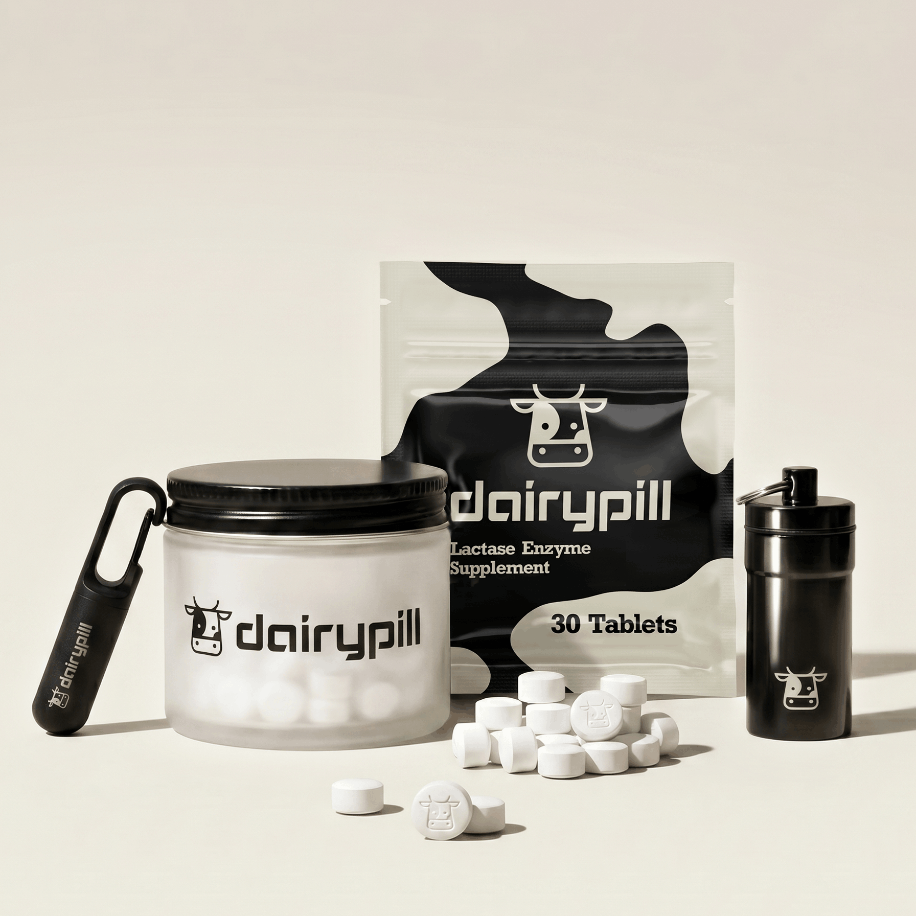 DairyPill Starter Kit Glass Jar Key Pod Mini Key Pod Max 30 count