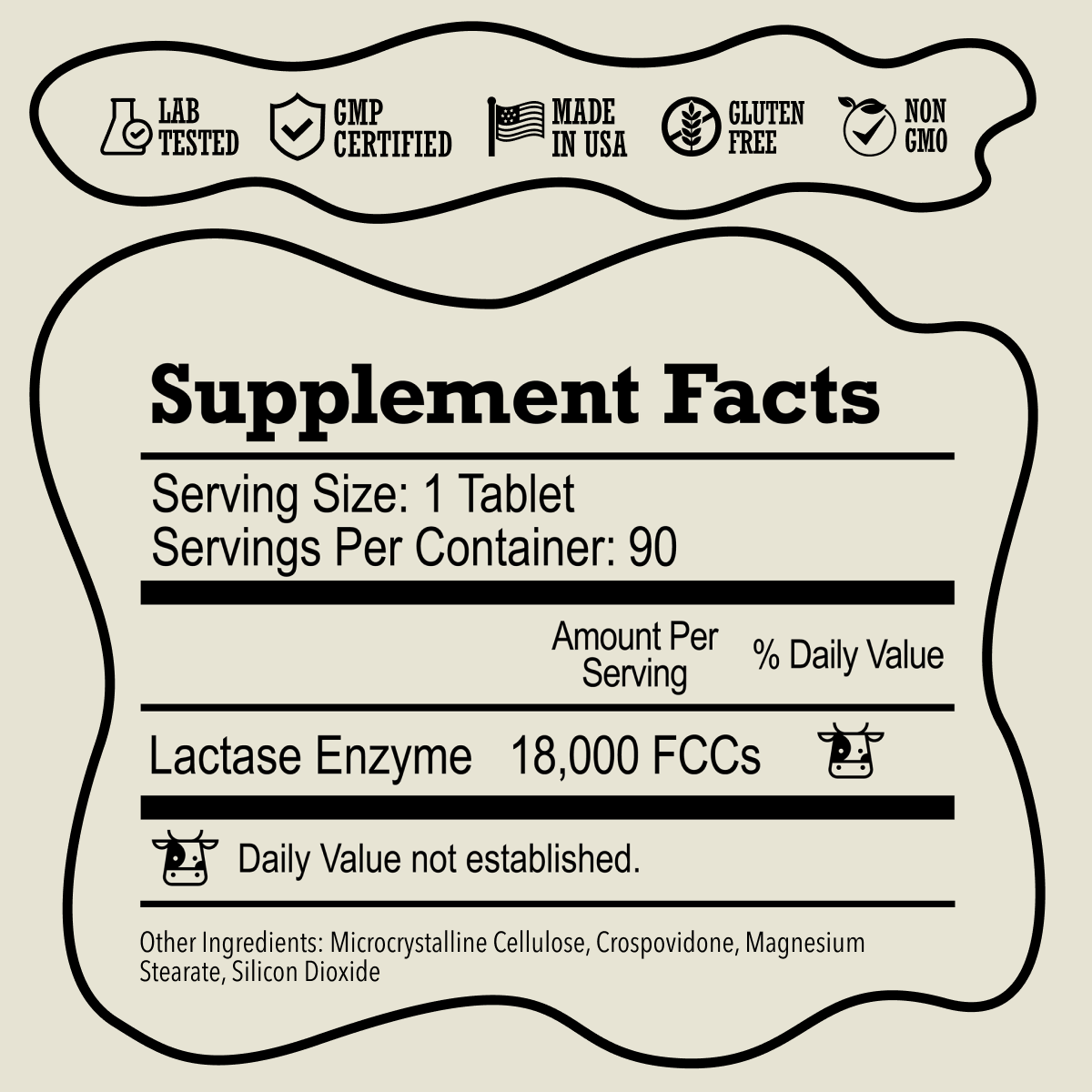 DairyPill Supplement Facts Panel