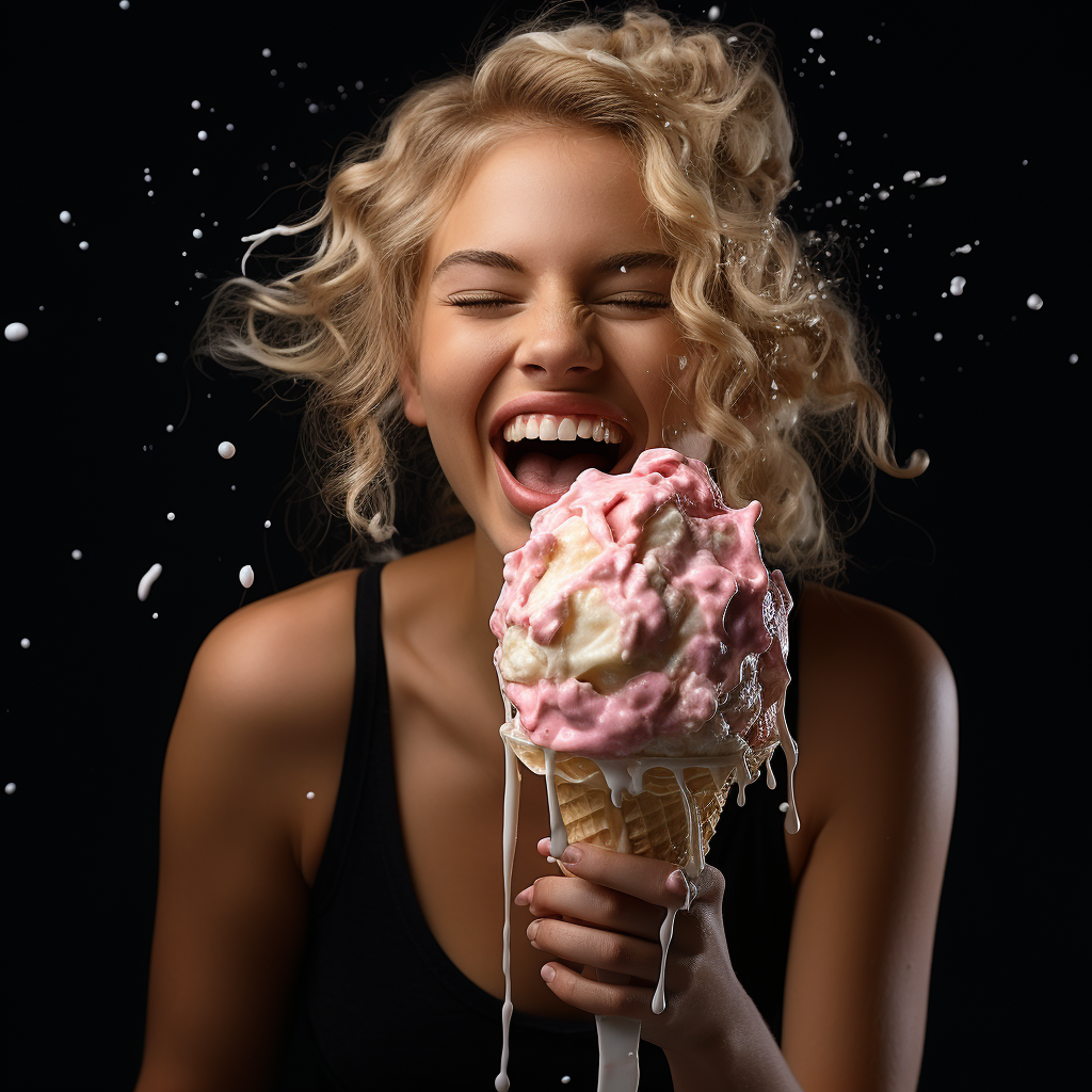 lactose intolerant doomer girl regrets eating ice cream. milk